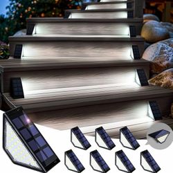 SOLPEX Solar Step Lights for Outside,24 LEDs Solar Lights Outdoor Waterproof Decor for Stair, Step, Deck, Fence, Front Porch, Balcony, Patio, Wall, Ya