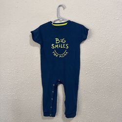 Cat & Jack Coveralls 18 Months One Piece Short Sleeve Snap Button Blue With Graphic 
