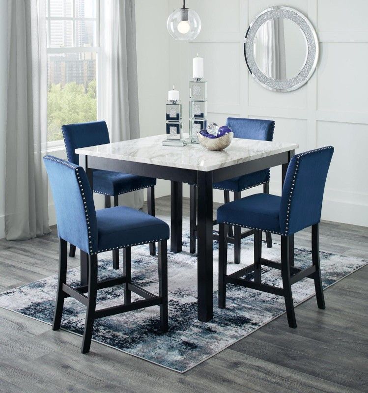 Ashley Cranderlyn 5 Piece Dining Room Set Marble Table and 4 Chairs