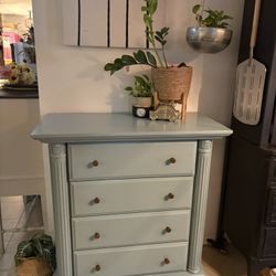 Tall Solid Wood Blue Dresser