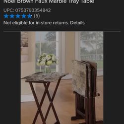 5PC Tray Table Faux Marble 