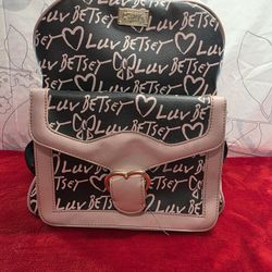 Betsey Johnson Luv Betsey Backpack Bag Black Pink