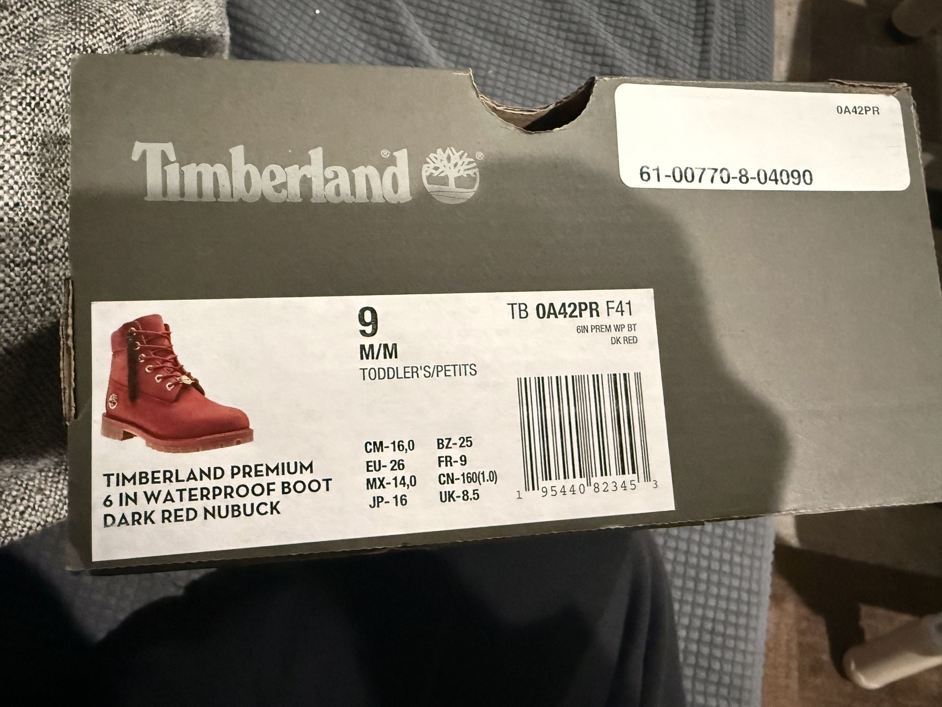 Timberlands Red Toddler Size 9c