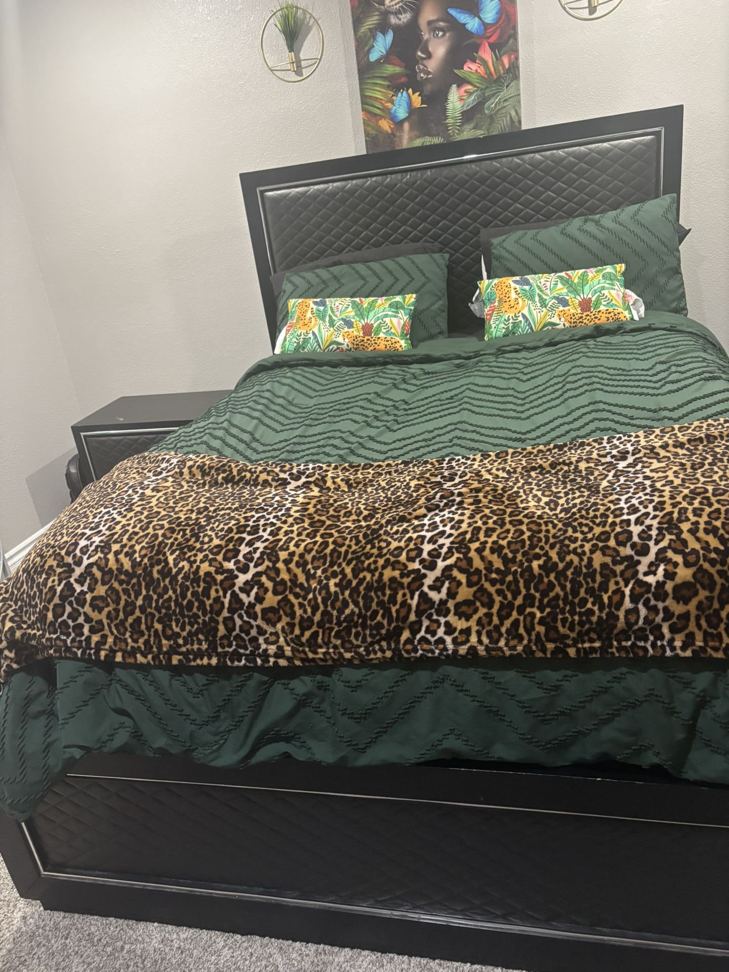 Leather Rhinestone Bedroom Set
