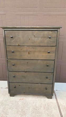 5-Drawer Wooden Dresser Gray Stain
