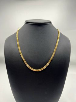 Brand New 10k yellow gold Cuban necklace chain 22" bracelet 3mm wide