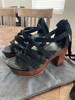 Black Strappy Platform Block Heel Sandals