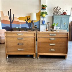 MCM Oversized Nightstands / Pair of Mid Century Side / Accent Tables / Chest of Drawers