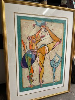 LARGE FRAME ISAAC KANH DANCERS PIROUETTE JEWISH SIGNED LITHOGRAPH PRINT 215/250