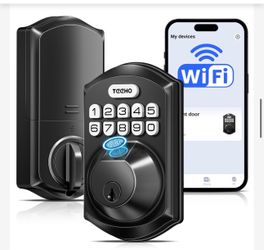 WiFi Smart Lock, Fingerprint Door Lock with Built-in Wi-Fi, Keyless Entry Keypad Smart Deadbolt, App Remote Control, Alexa Compatible, IP55 Waterproof