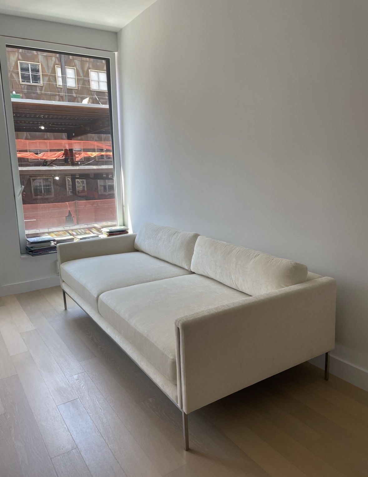 Velvet Sofa in Cream (washable Covers)