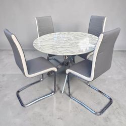 Round Marble Table With 4 Chairs New Set