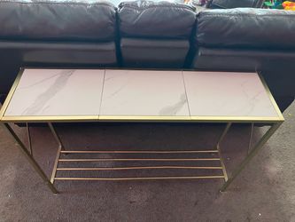 Faux marble and gold entryway table