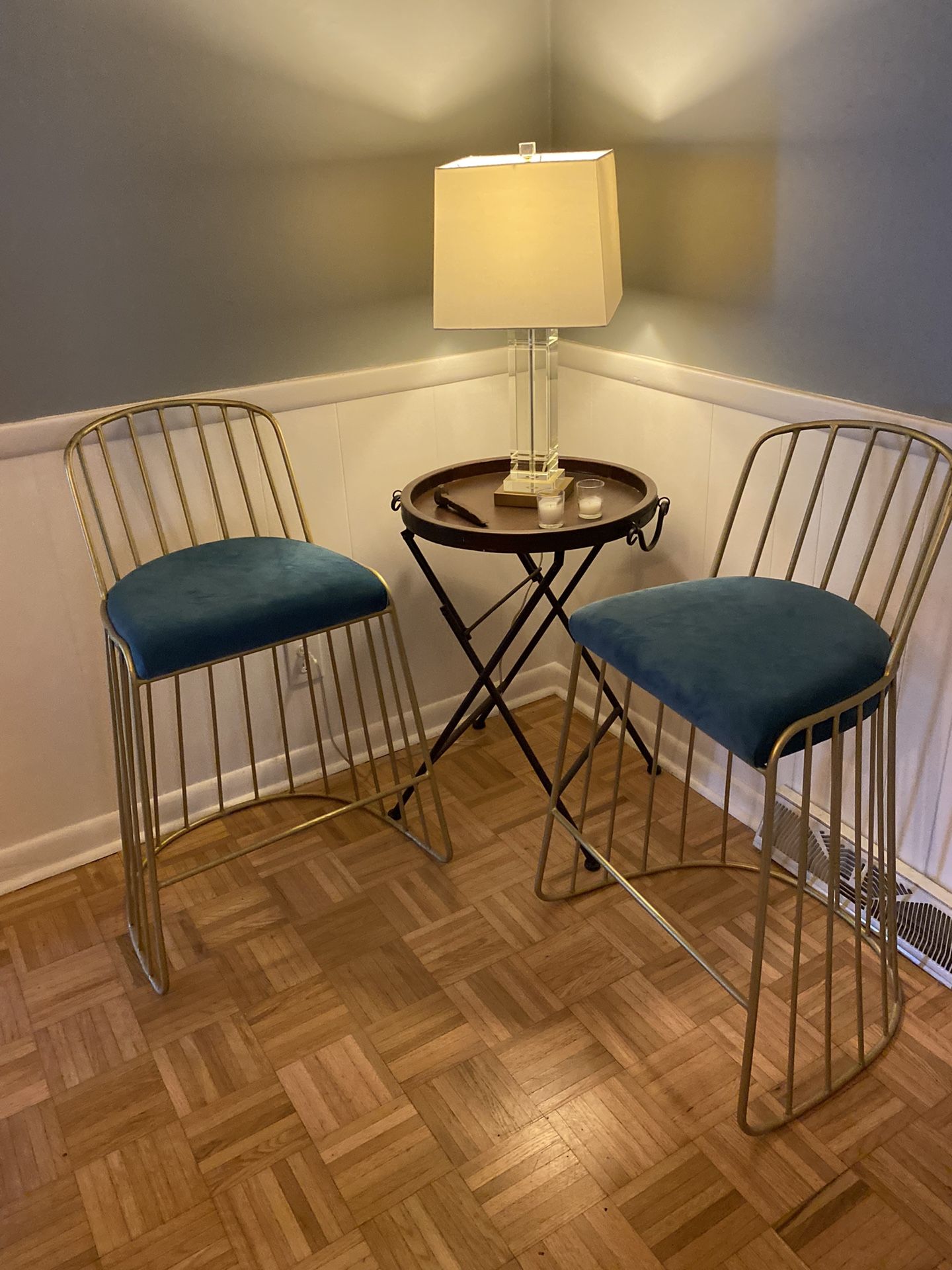 Teal And Gold Bar Stools