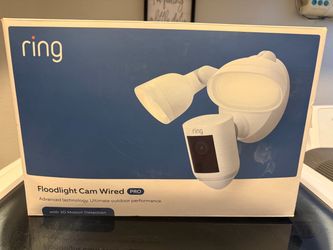 Floodlight Cam Pro with 2K Video and Ring Vision, 2 LED Lights, Dual Band Wi-Fi, and 3D Motion Detection - White