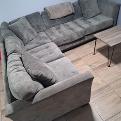 L Shaped Gray Corner Sofa Couch 