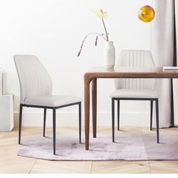 Dining Chairs Set of 4, Upholstered Leather Mid-Century Modern Chair, Kitchen Chair with Metal Legs for Room, Living Waiting Farmhouse