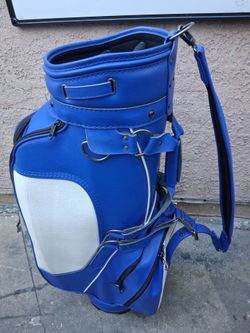 Blue and White Leather Golf Cart Bag
