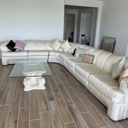 Large White Sectional And Coffee Table 