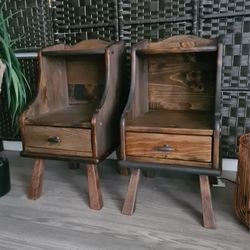 *Restored* Vintage Ethan Allen Ole' Tavern Antiqued Pine Americana Nighstands