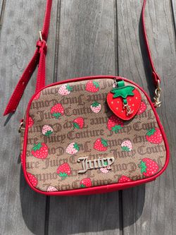 Juicy Couture fresh picked strawberry camera bag with strap and gold hardware BNWT