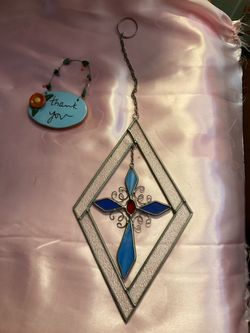 Stained Glass Cross Diamond Sun Catcher