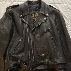 Men’s Heavy Leather Motorcycle Jacket- Hyde Out Leather