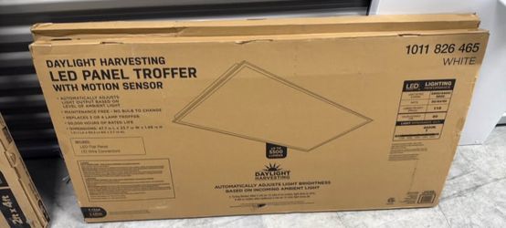 Daylight harvesting LED panel tropher with motion sensor