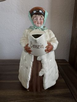 A 'Benzin' China Motoring Hot-Chocolate Jug by Carl Tielsch, German, circa 1906 RARE