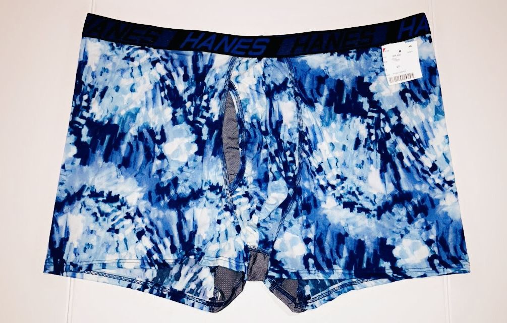 Hanes X-Temp Total Support Pouch Men's Trunks, Blue Tie Dye Underwear Size 3XL