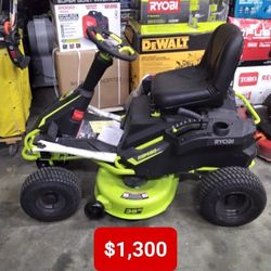 Ryobi 48V Brushless 38in 100Ah Battery Electric Rear Engine Riding Lawn Mower With Battery and Charger 
