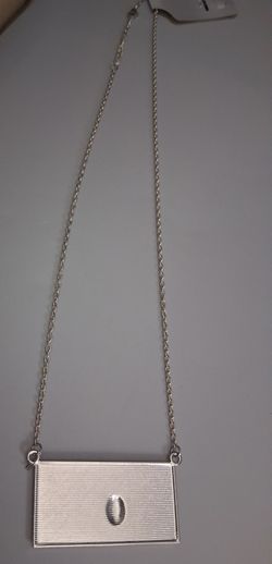 Silver Rectangular Pendant Chain Necklace