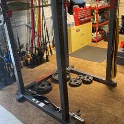 Squat Rack, Weights 230lbs, Barbell, Bowflex.