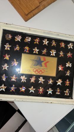 framed, limited edition collector's pin set from the 1984 Los Angeles Olympic Games.