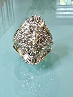 14KT Y/G Ladies 4.00ct Diamond Cocktail Ring 17.1g