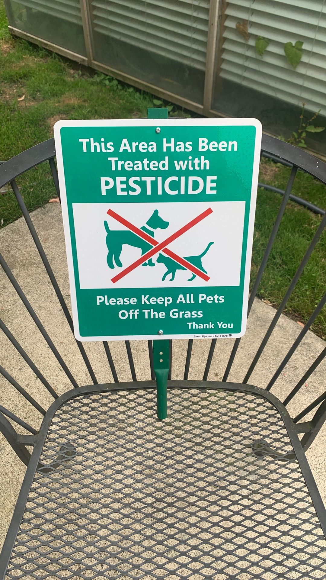 Tin Sign - This Area Has Been Treated With Pesticides- Yard Pet Sign