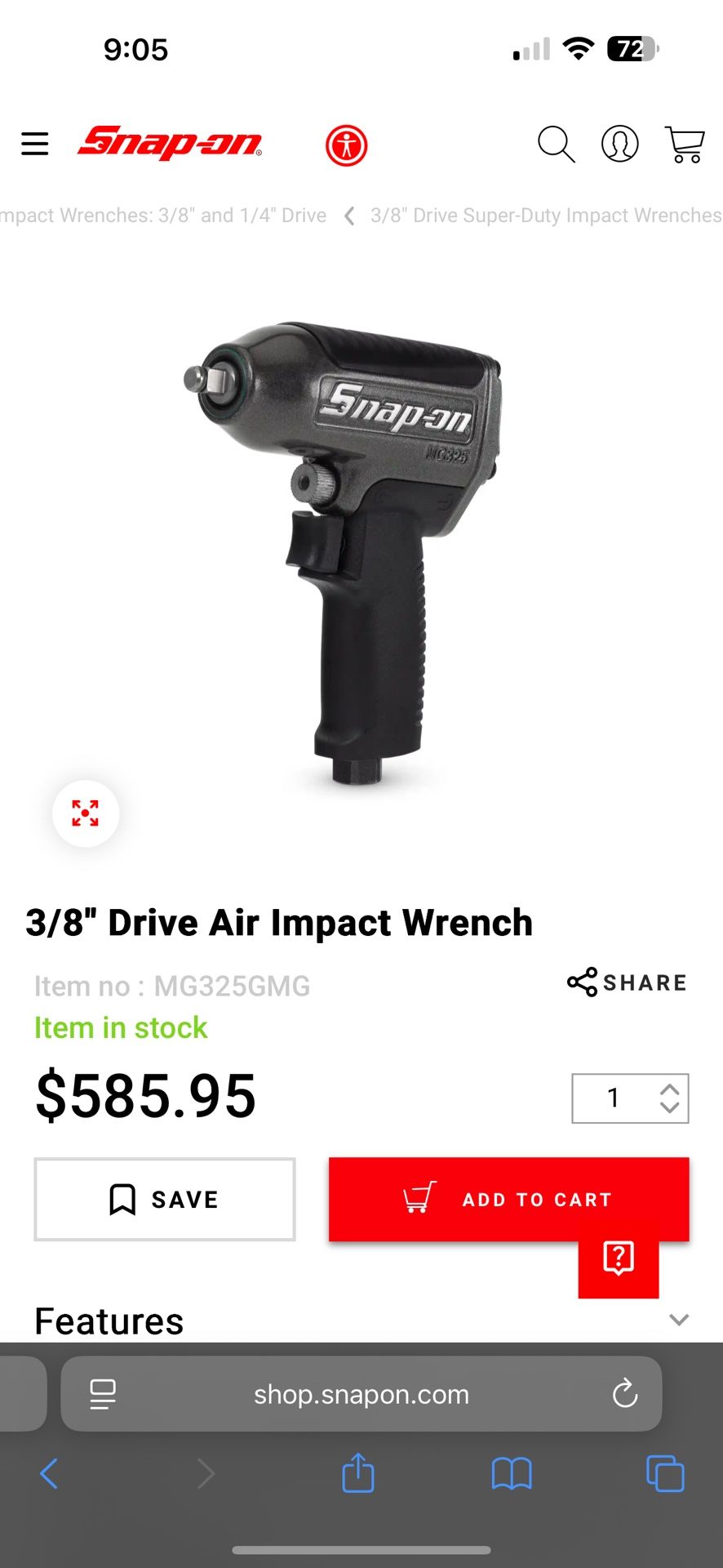 3/8 Air Impact Snap On