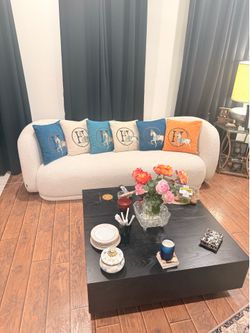 Modern Curved Boucle Sofa