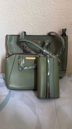 Nicole lee Olive Green 3-Piece Tote, satchel & Wallet Set