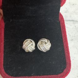 925 Sterling Silver Knot Stud Earrings , New Rubber Backs , Marked 925 In The Posts , Nice Earrings