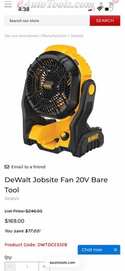 Dewalt 20V Jobsite Fan