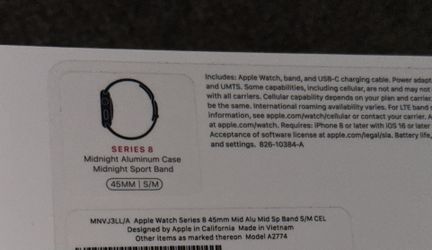 Apple Watch Series 8 Midnight Aluminum Case 45mm for Sale in