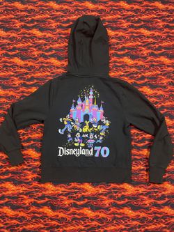 DisneyParks Disneyland 70th Anniversary Castle & Mickey Black Zip Up Hoodie Med