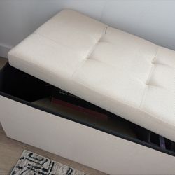 Foldable Storage Ottoman - Beige 