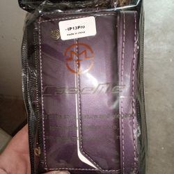 Title: NEW CaseMe iPhone 13 Pro Wallet Case - Detachable Magnetic Flip Cover - Purple Luxe Leather