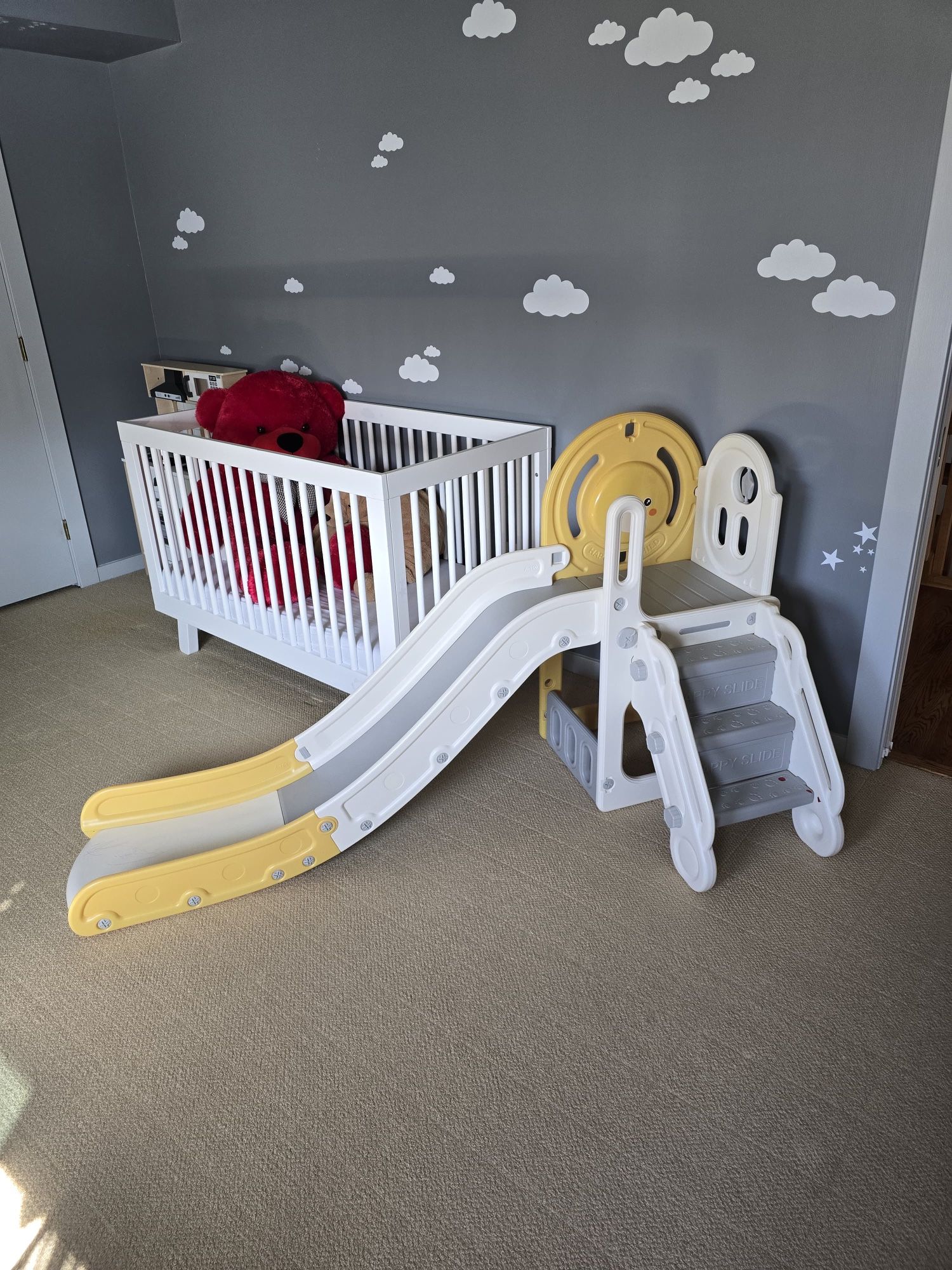Baby Crib, Mattress, Slide