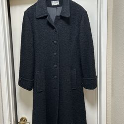 Black Vintage Wool Long Coat