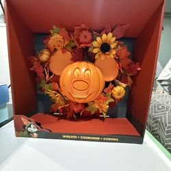 Disney Halloween Mickey Pumpkin Wreath / Main Street style