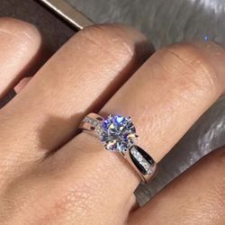 Romantic Waddling Engagement 18k White Gold Plated With 925 Sterling Silver Diamond Ring Size 8