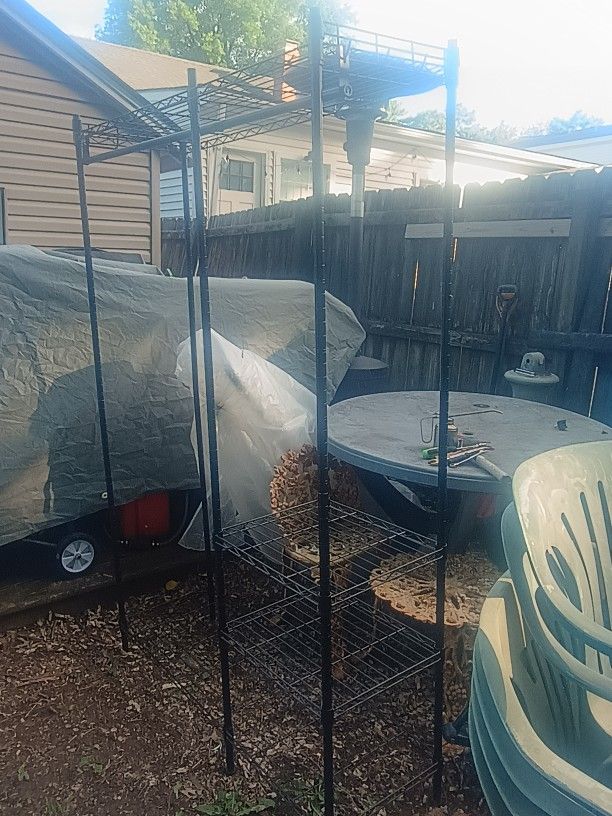 Metal Freestanding Closet With 4 Shelves To Hang Clothes On New 